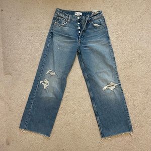 ZARA mid rise wide leg blue jeans